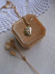 Retro Emerald, Diamond Necklace (14K) - Stone Cooper