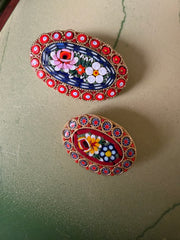 Vintage Micro-Mosaic Oval Bouquet Brooch - Large
