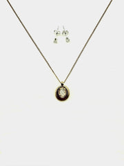 Luna Moonstone Necklace + Stud Set