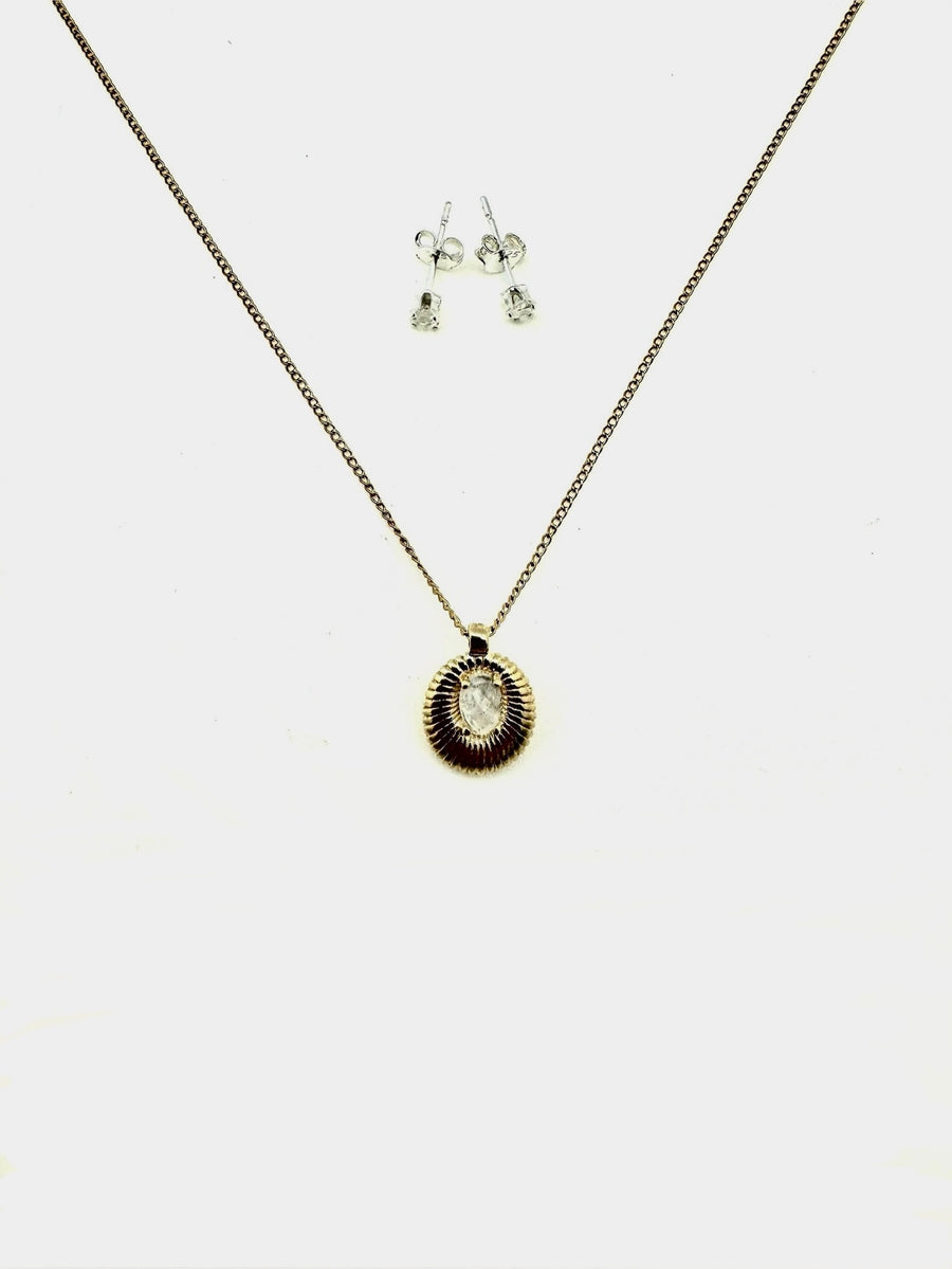 Luna Moonstone Necklace + Stud Set