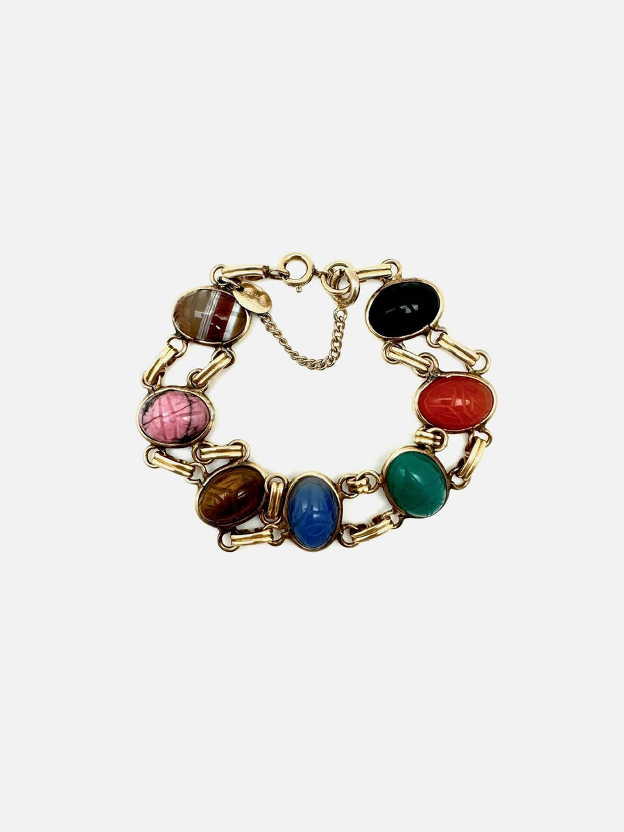 Arlene Double Strand Vintage Scarab Bracelet