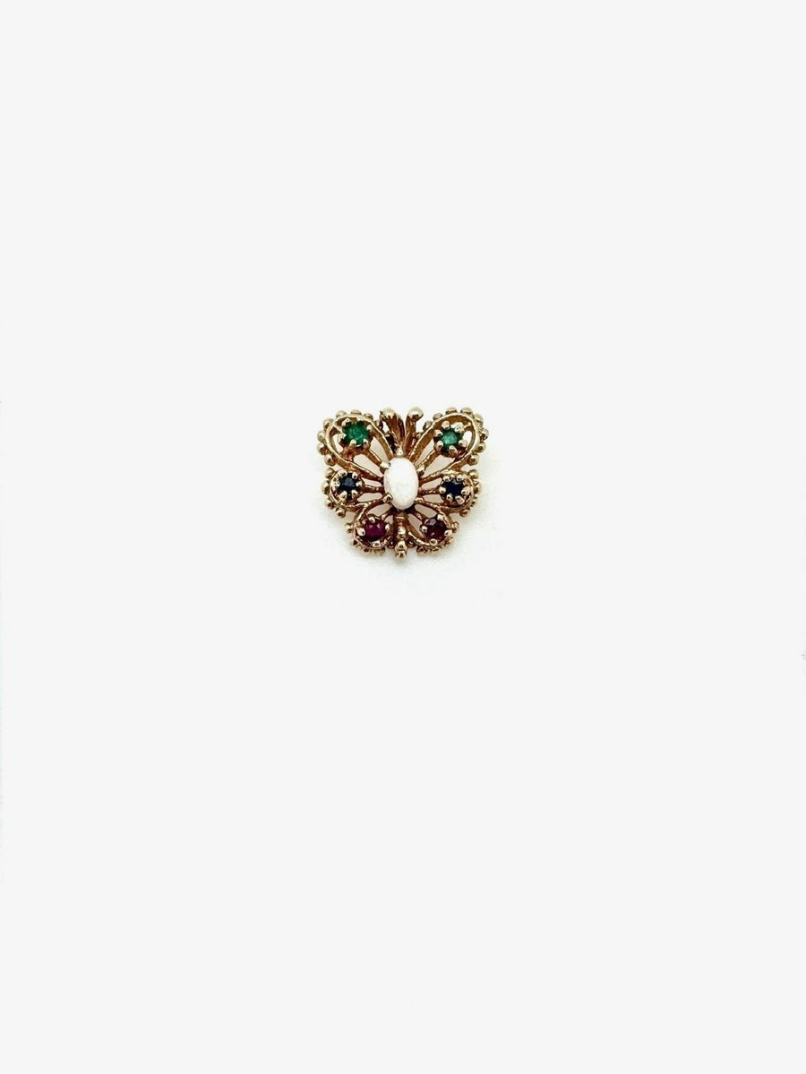 14K Opal Gemstone Butterfly Charm - Stone Cooper