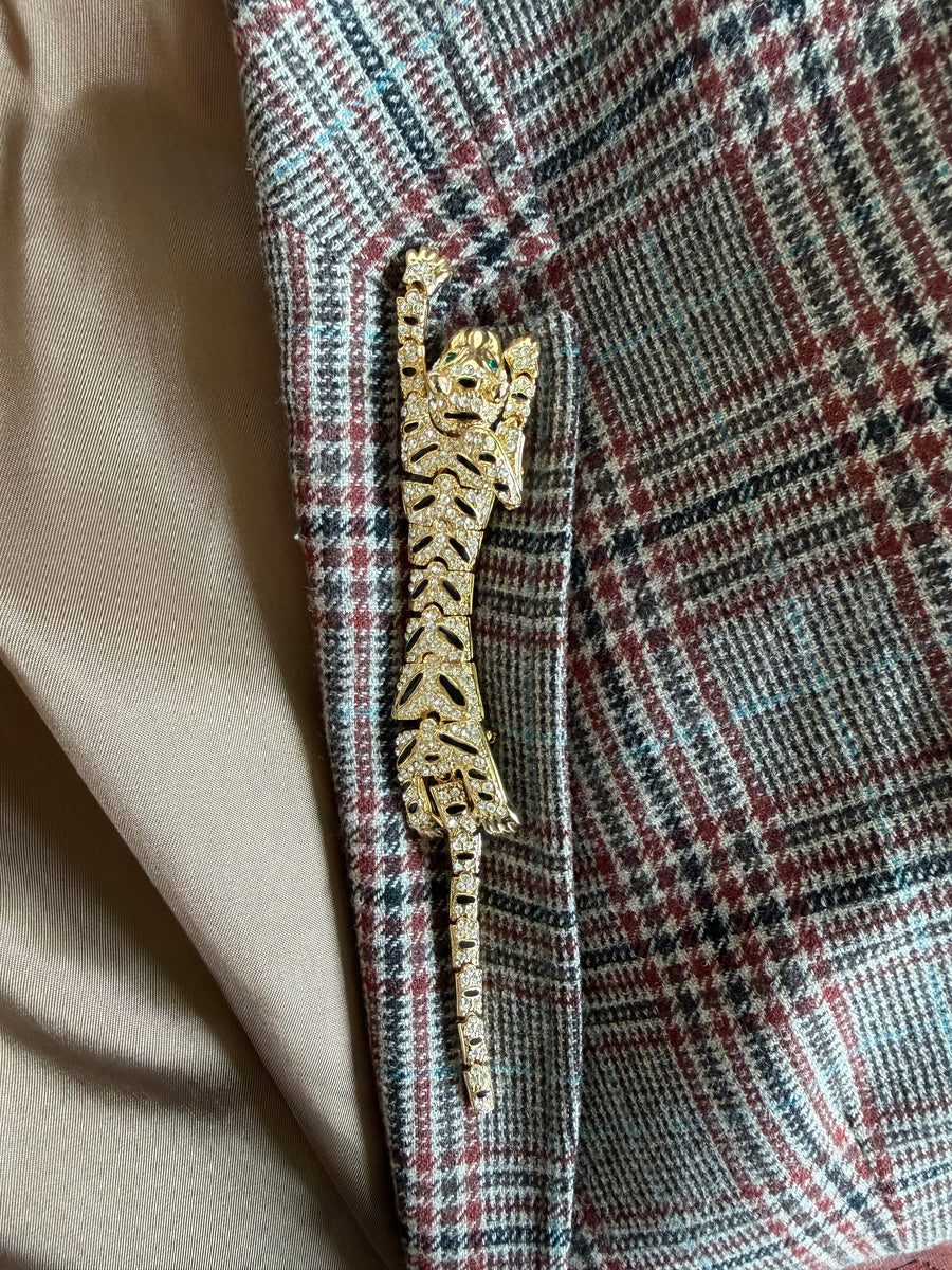1980s Articulated Rhinestone Tiger Brooch