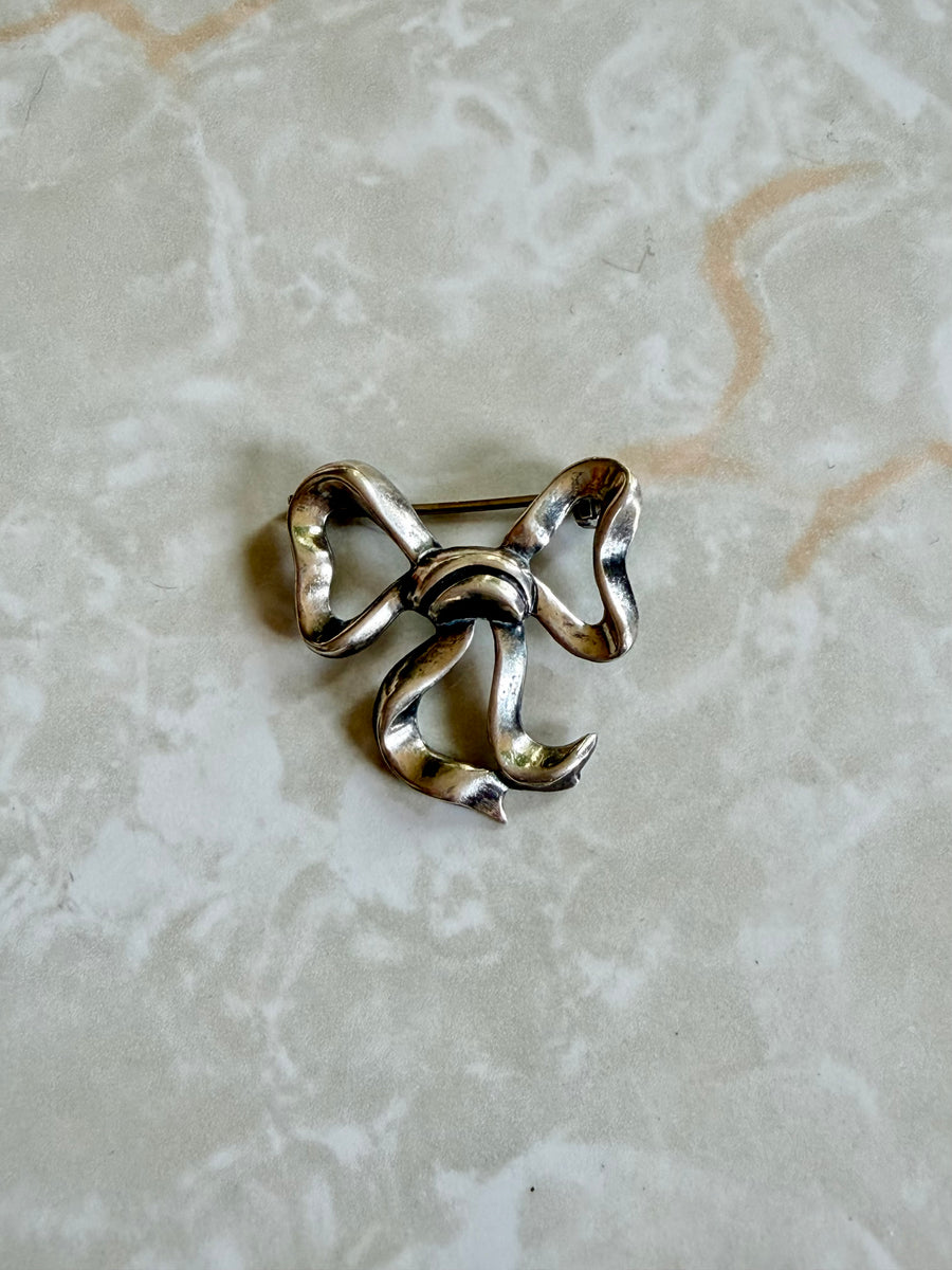 Sterling Silver Bow Brooch
