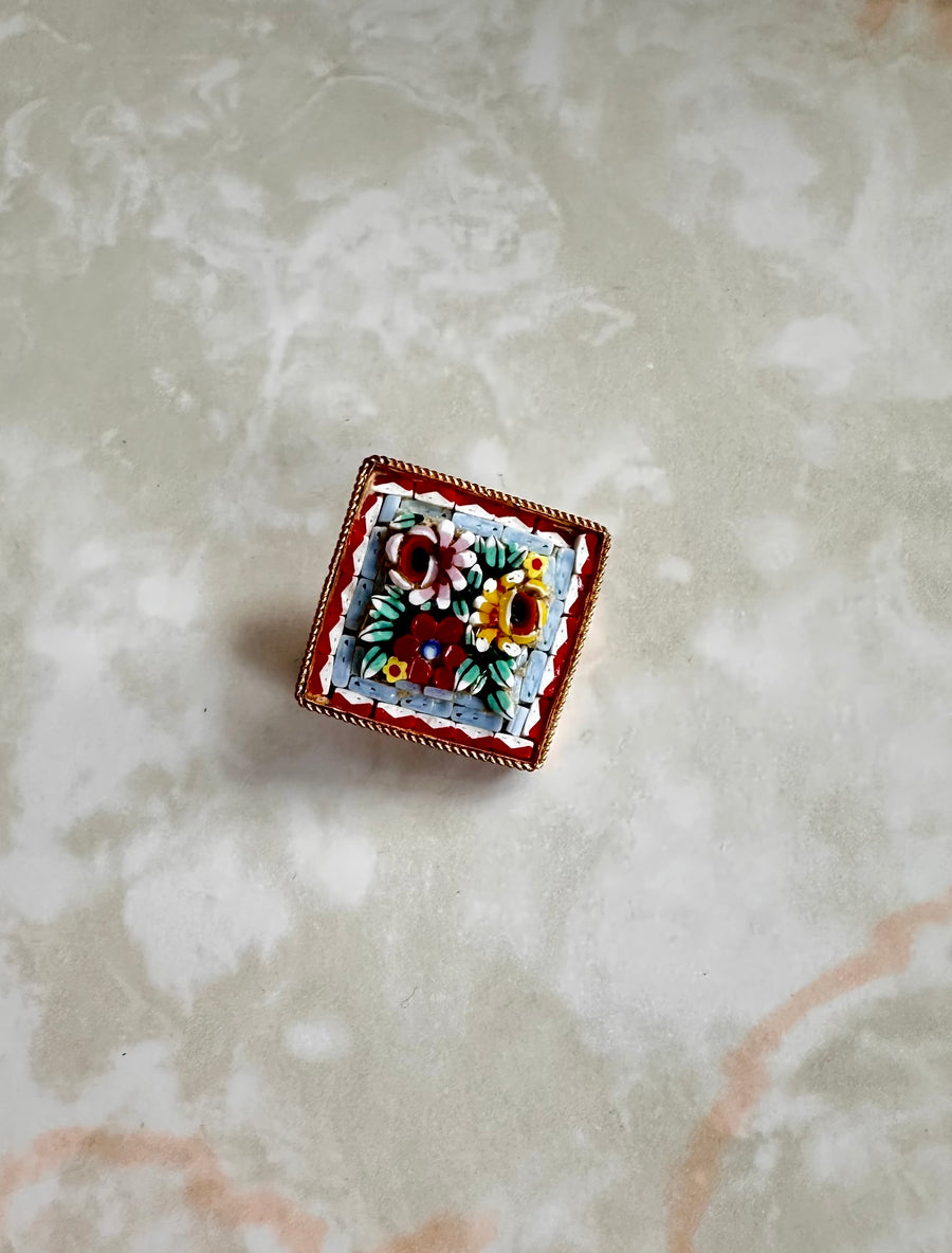 Vintage Micro-Mosaic Red Bouquet Brooch - Stone Cooper
