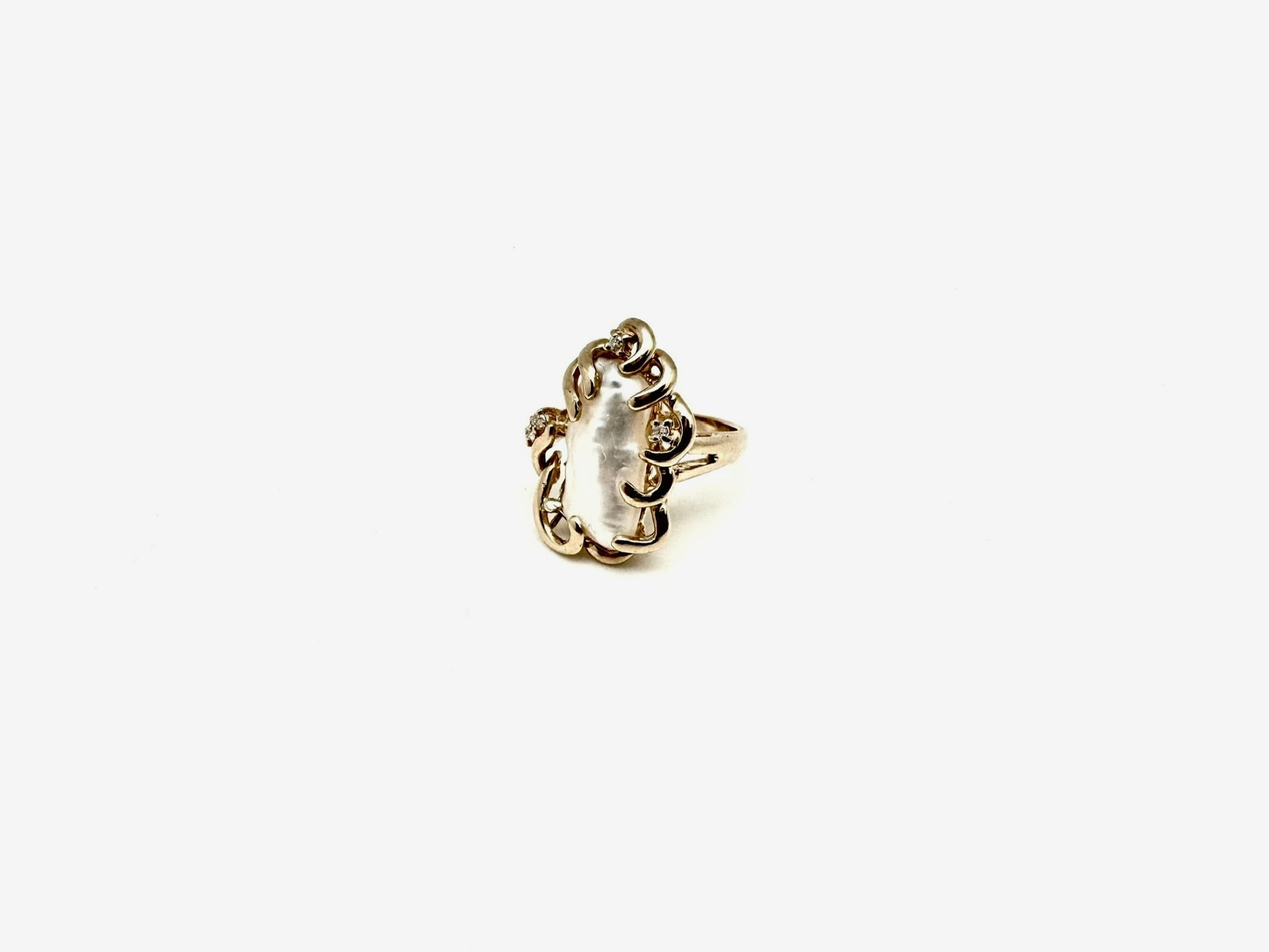14K Baroque Pearl and Diamond Ring (4.5) - Stone Cooper