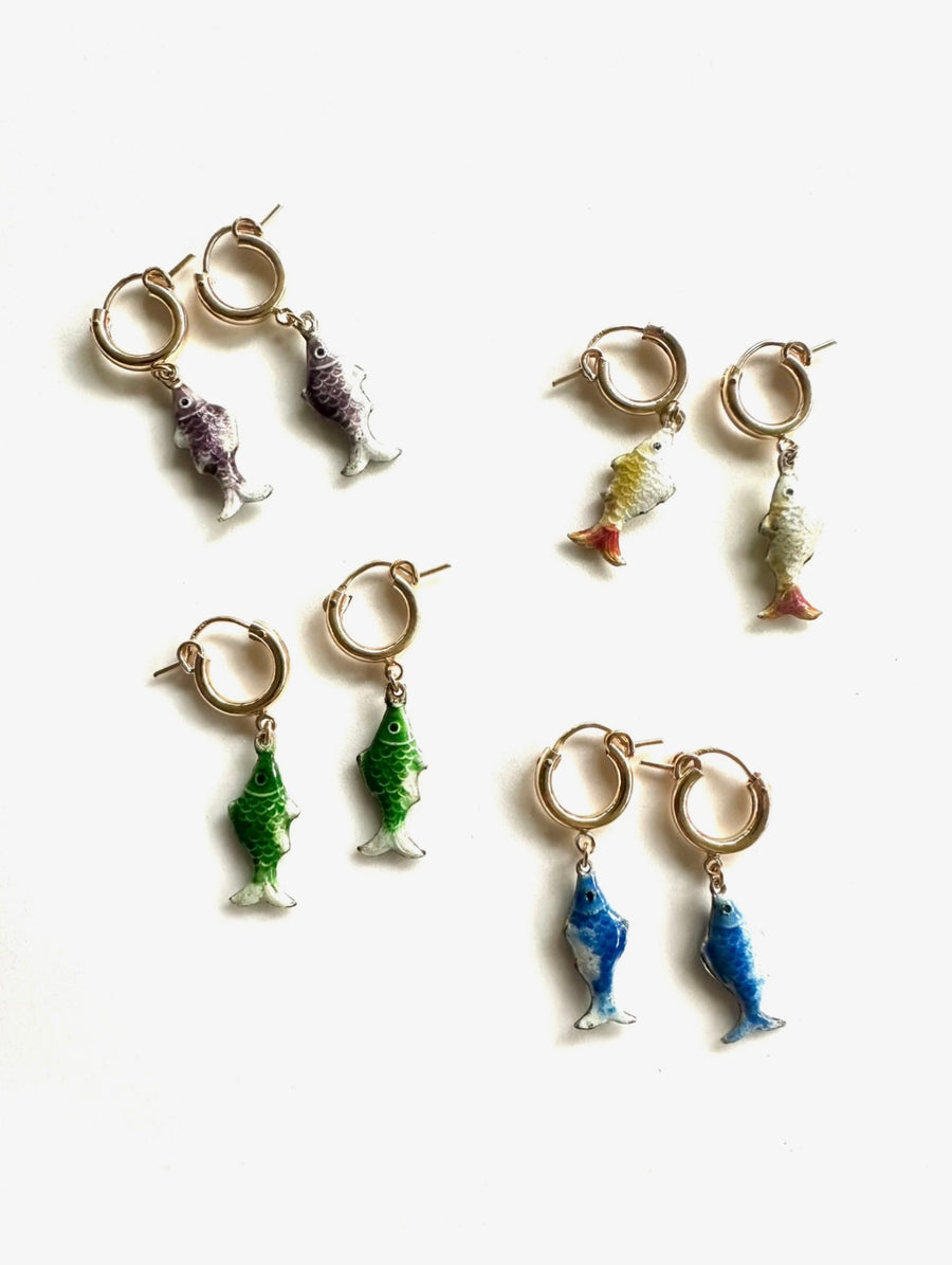 Lucky Vintage Fish Hoops (4 colors)