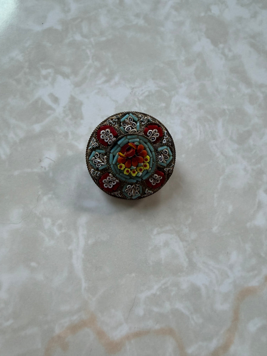 Vintage Micro-Mosaic Round Brooch