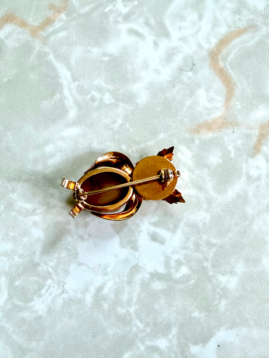 Vintage 1970s Gold-Fill Owl Brooch