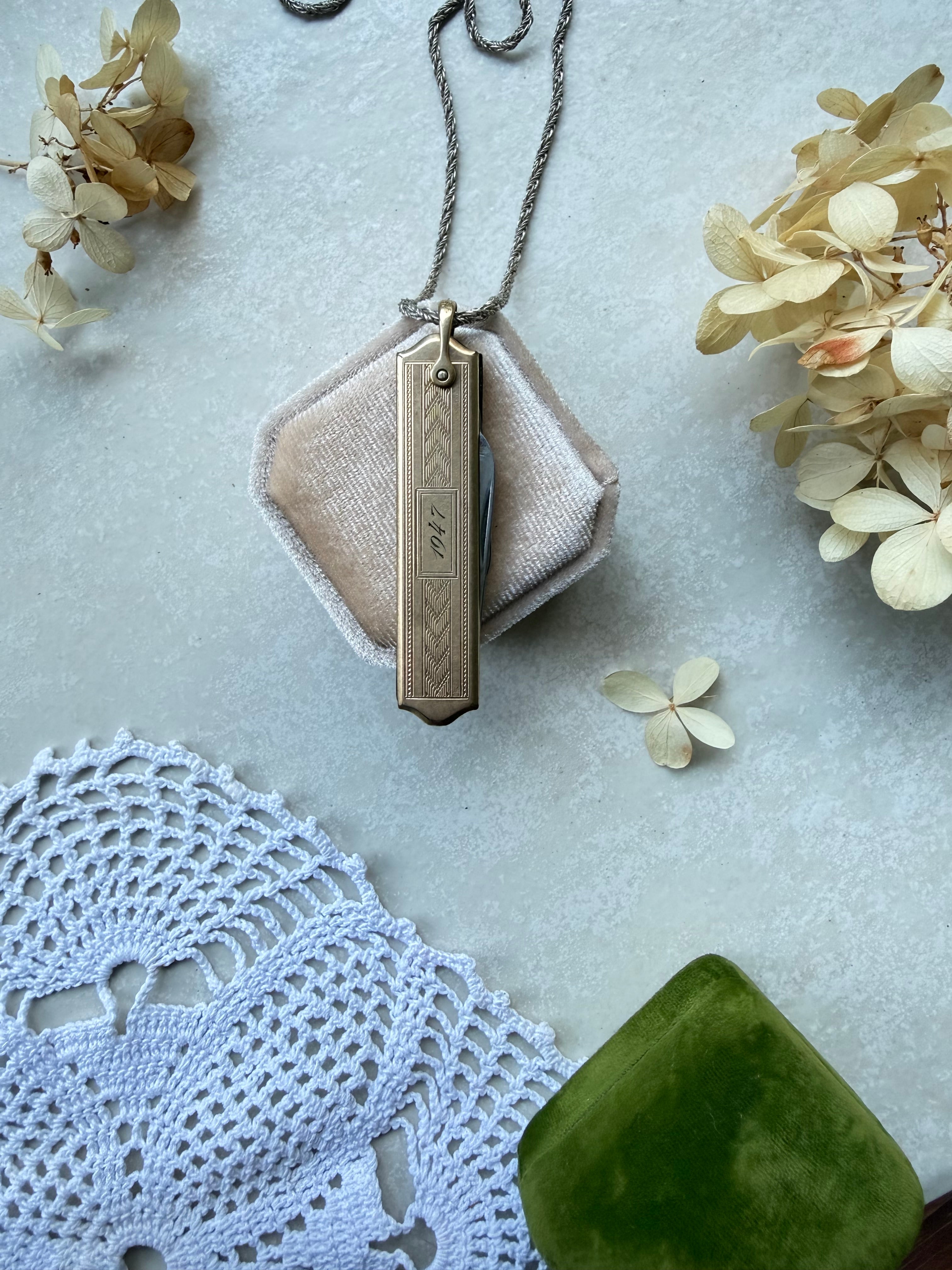 1947 / ‘JG’ Gold-Filled Pocket Knife Necklace