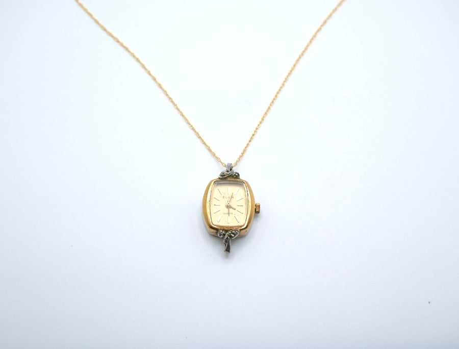 Timelace- Antique Diamond Elgin Watch Necklace - Stone Cooper