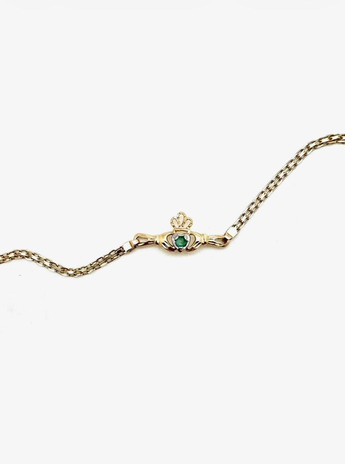 Emerald 14K Vintage Claddagh Bracelet