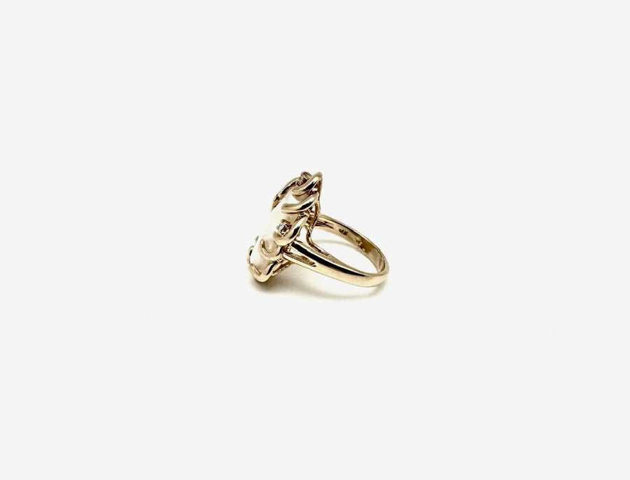 14K Baroque Pearl and Diamond Ring (4.5) - Stone Cooper