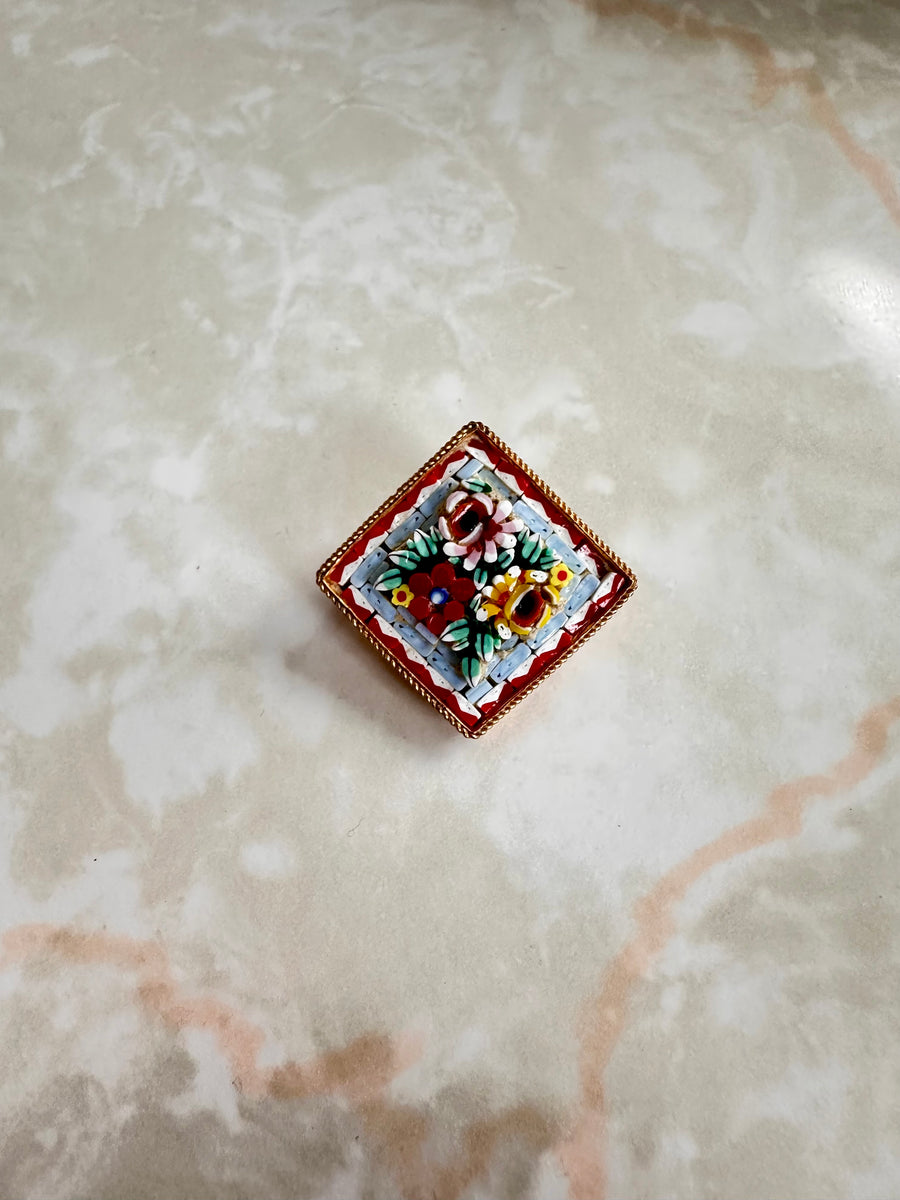 Vintage Micro-Mosaic Red Bouquet Brooch - Stone Cooper