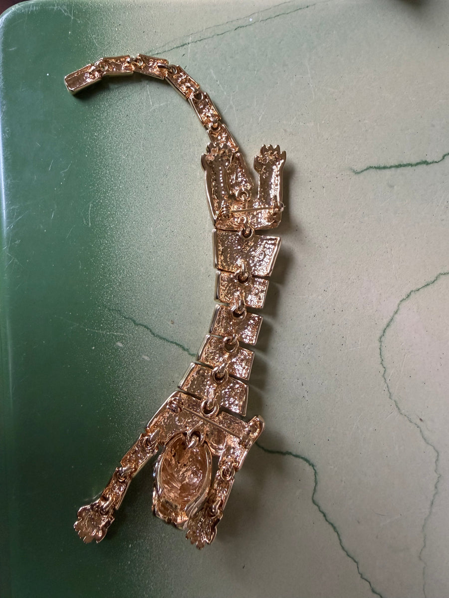 1980s Articulated Rhinestone Tiger Brooch