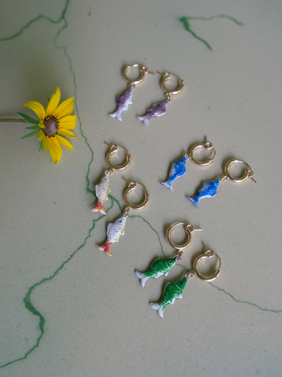 Lucky Vintage Fish Hoops (4 colors)