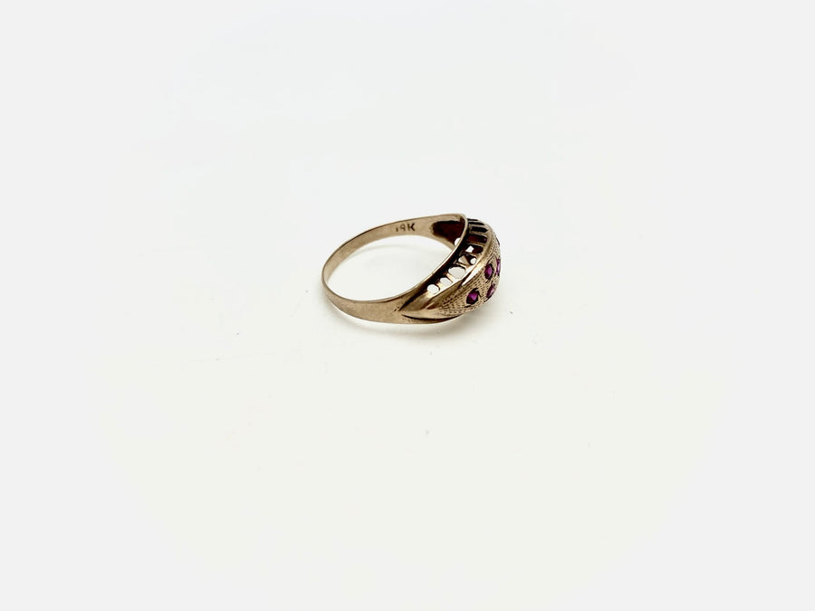 Star Set Ruby Vintage 14K Dome Ring (8.5)