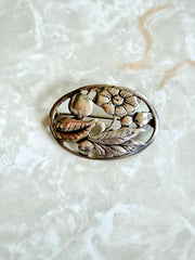 Vintage Sterling Cutout Botanical Brooch