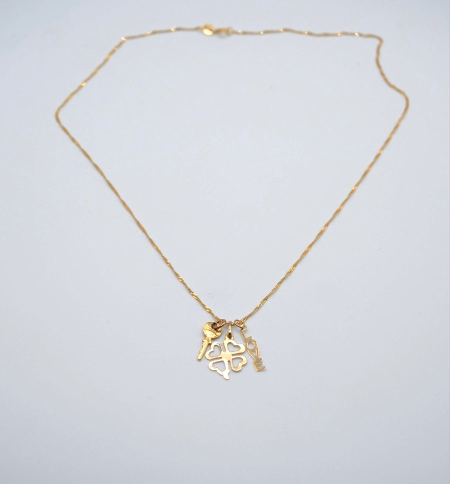 Vintage 14K Good Luck Charm Necklace - Stone Cooper