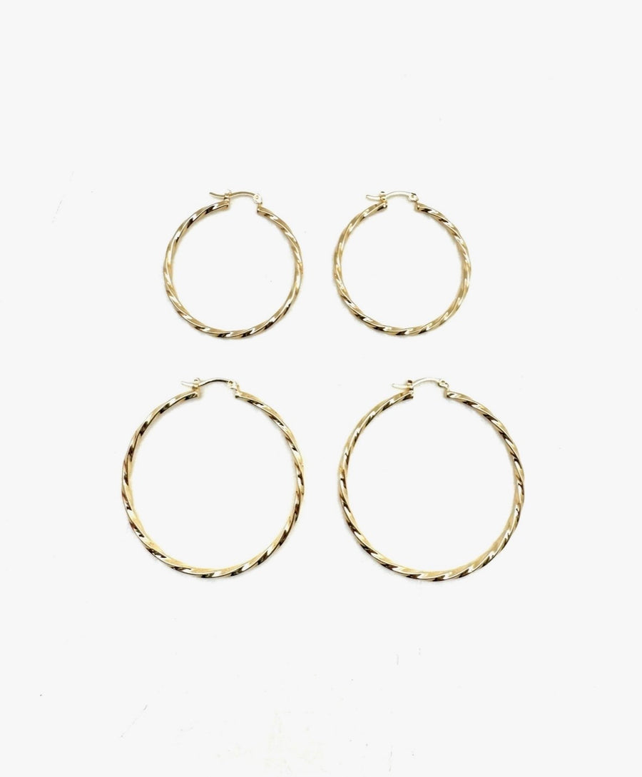 Gold Filled Twist Hoops - 1.5" or 2" - Stone Cooper