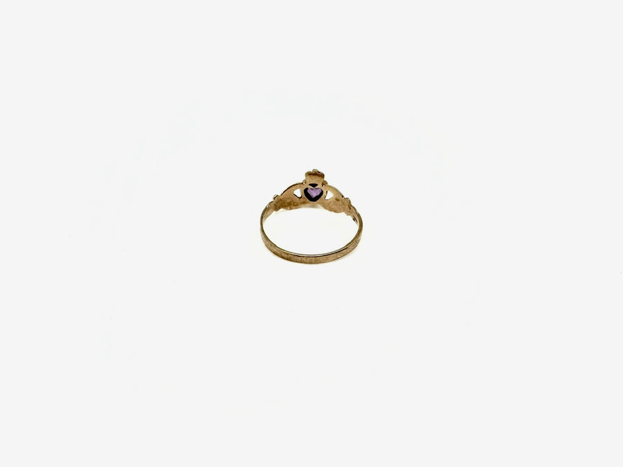 Victorian 9K Amethyst Claddagh Ring (6.5) - Stone Cooper