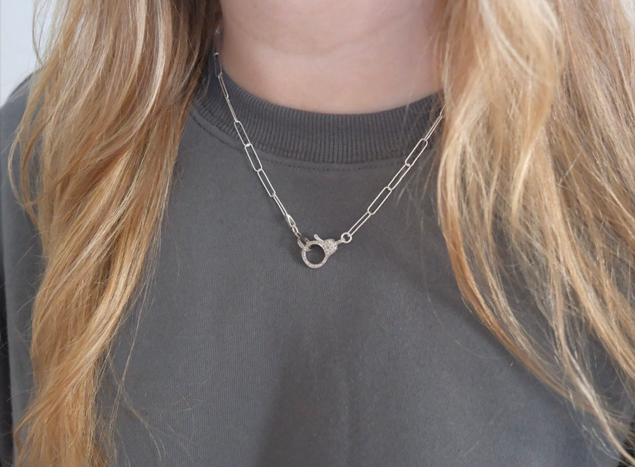 Miriam Sterling Diamond Clasp Necklace / Charm Holder - Stone Cooper