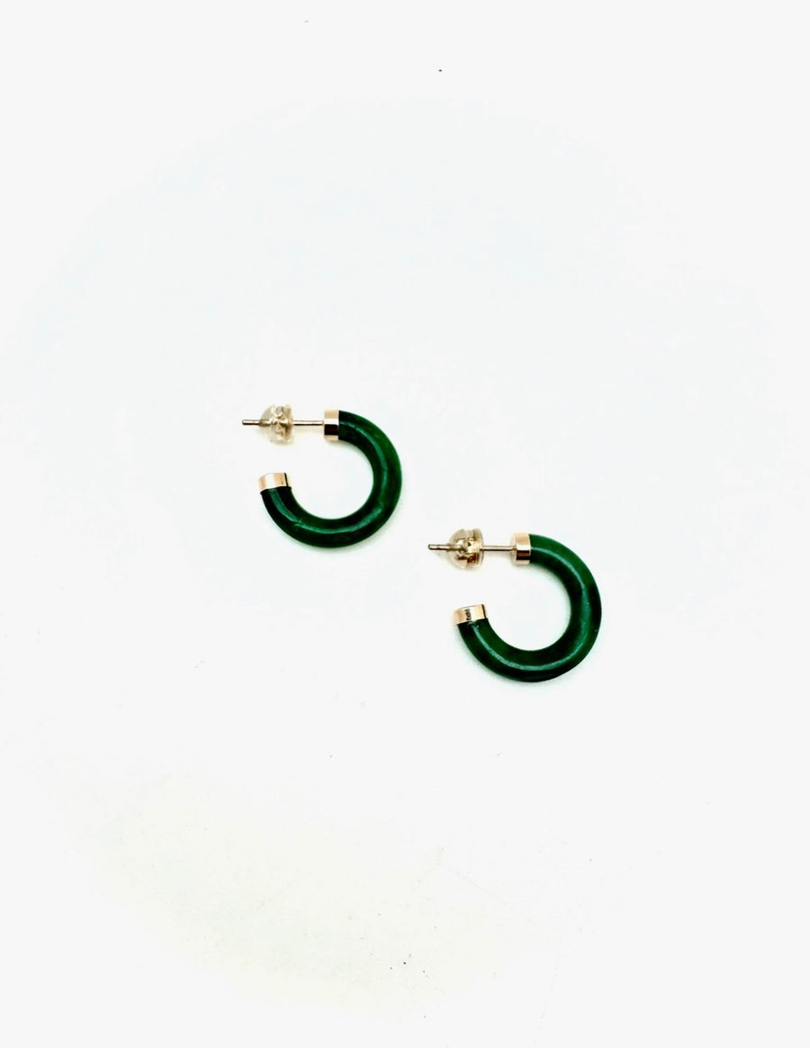14K Gold Jade Hoops - Stone Cooper