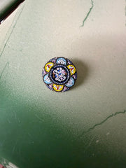 Vintage Micro-Mosaic Round Flower Medallion Brooch