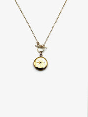 Vintage Gold Fill Round Diamond Locket Toggle Necklace