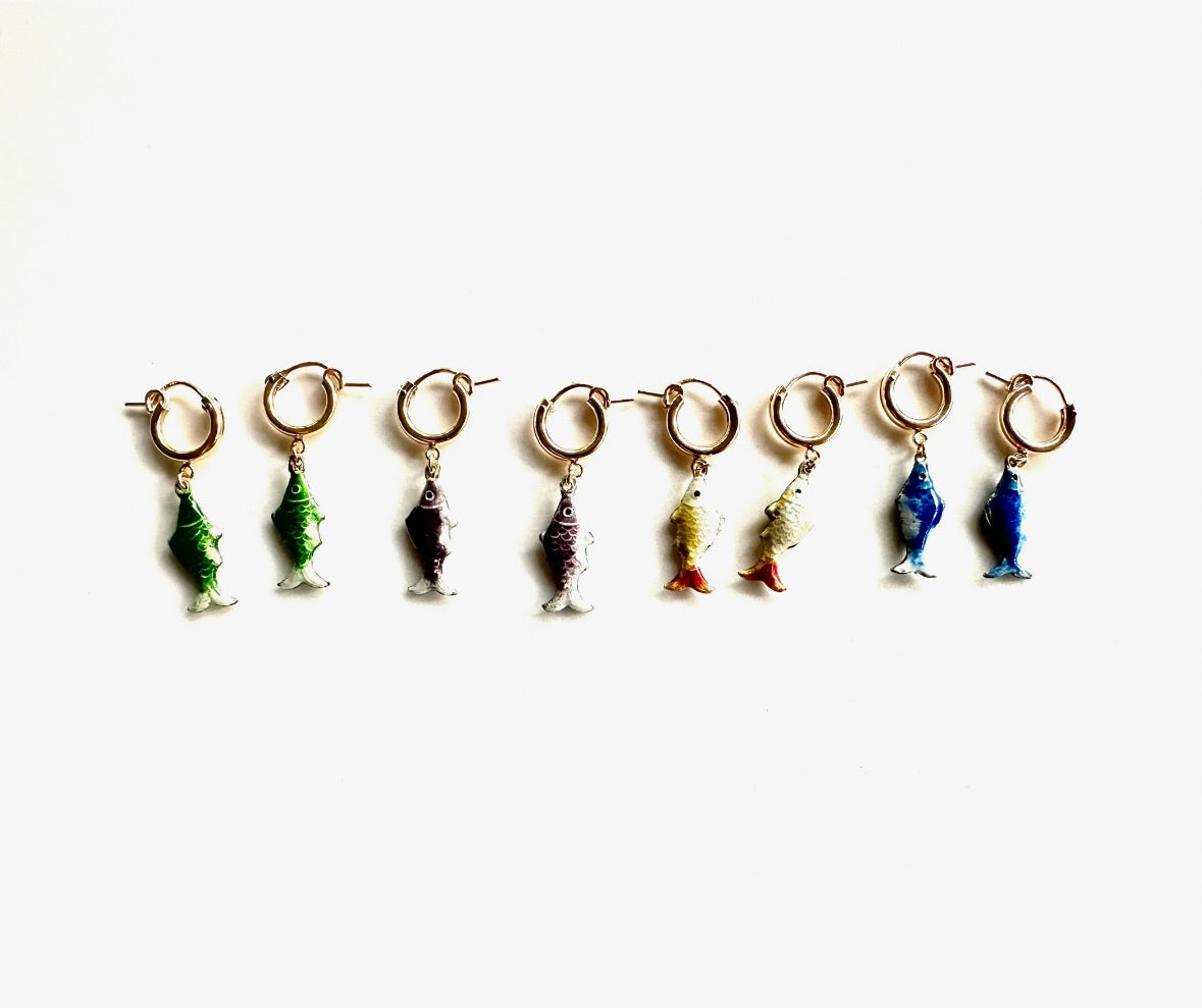 Lucky Vintage Fish Hoops (4 colors)