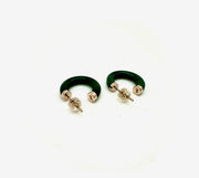 14K Gold Jade Hoops - Stone Cooper