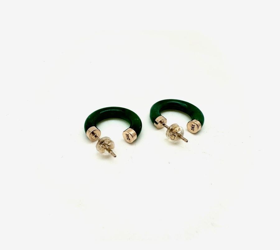 14K Gold Jade Hoops - Stone Cooper
