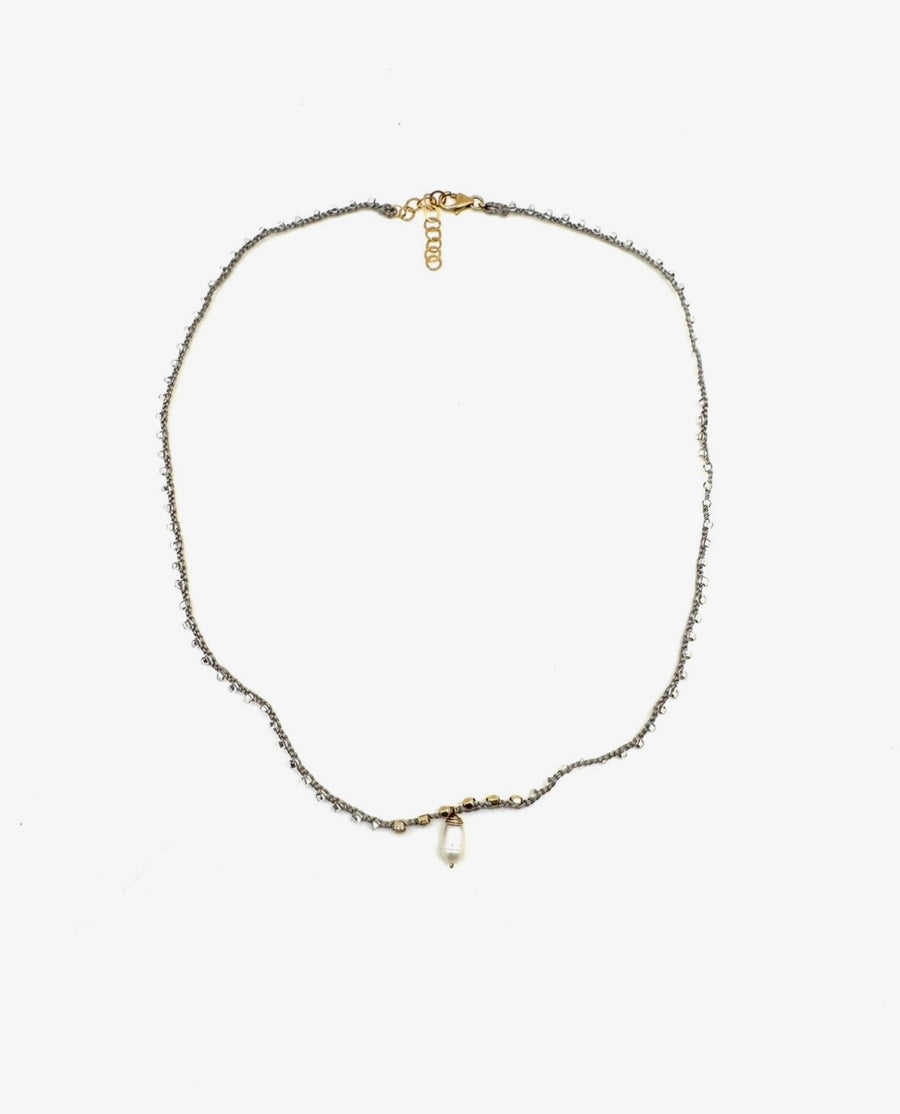 Crocheted Pearl, Gold-Fill Necklace - Stone Cooper