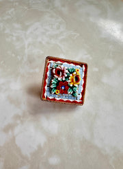 Vintage Micro-Mosaic Red Bouquet Brooch - Stone Cooper