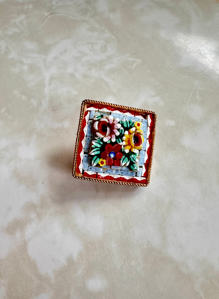 Vintage Micro-Mosaic Red Bouquet Brooch - Stone Cooper