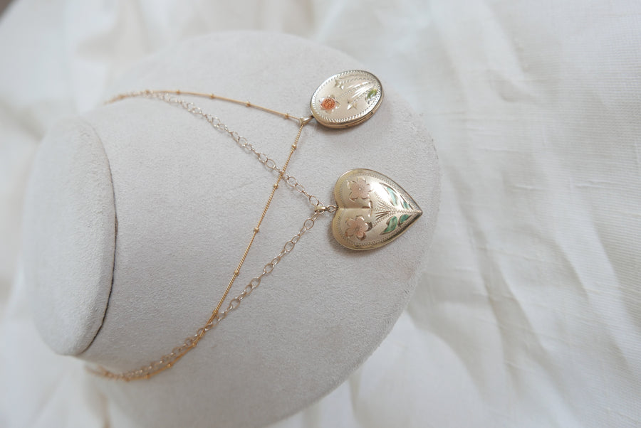 Doretta Vintage Flower Heart Locket - Stone Cooper