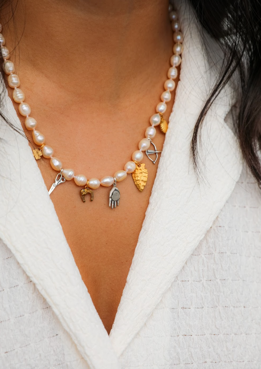 Warrior Pearl Charm Necklace