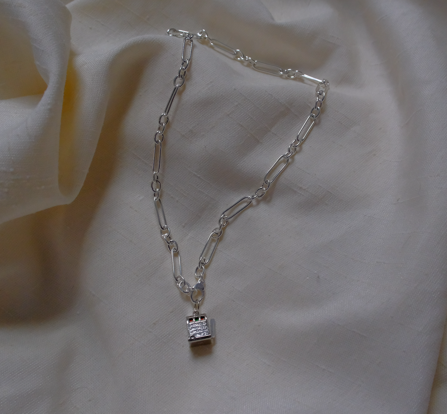 Vintage Sterling Movable Slot Machine Charm - Stone Cooper