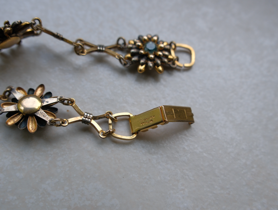 Debra Aquamarine Flower Link Bracelet