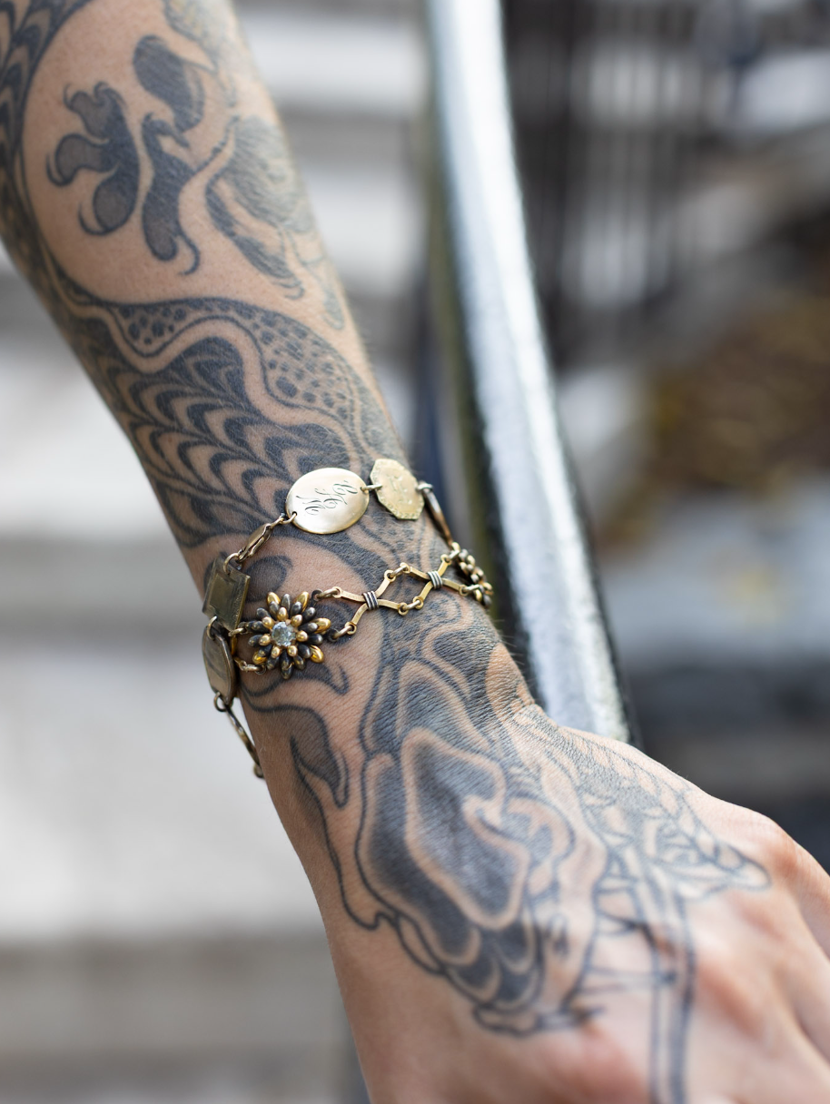 Debra Aquamarine Flower Link Bracelet