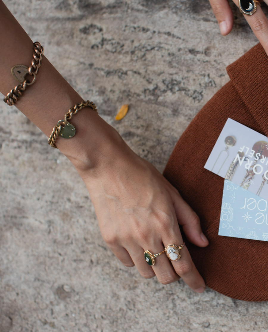 Marie Antique Gold-Filled Padlock Heart Bracelet