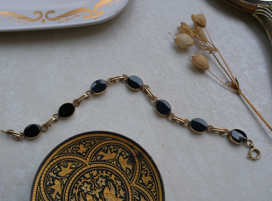 Anna Onyx Gold Filled Bracelet