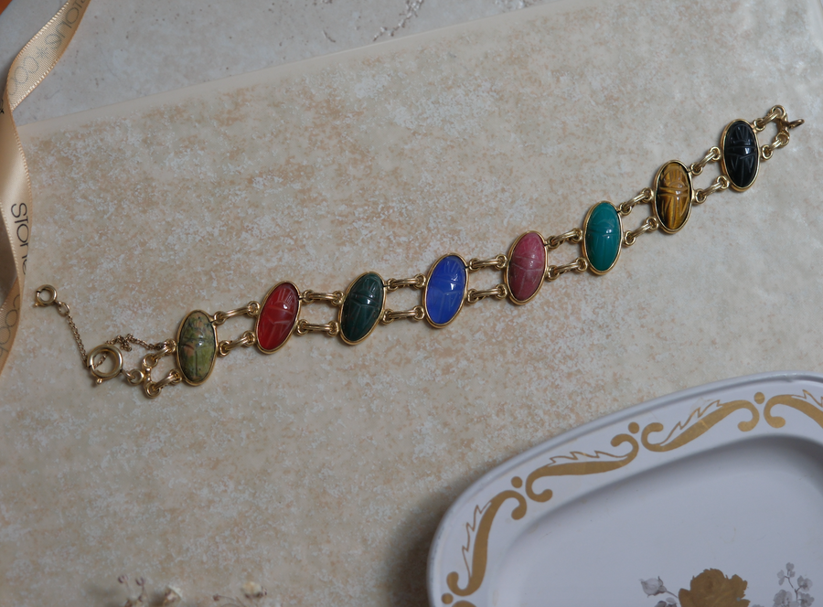 Moyra Double Gold-Filled Scarab Bracelet