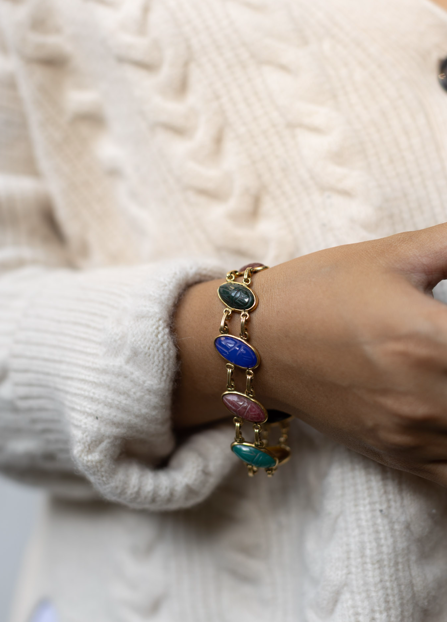 Moyra Double Gold-Filled Scarab Bracelet