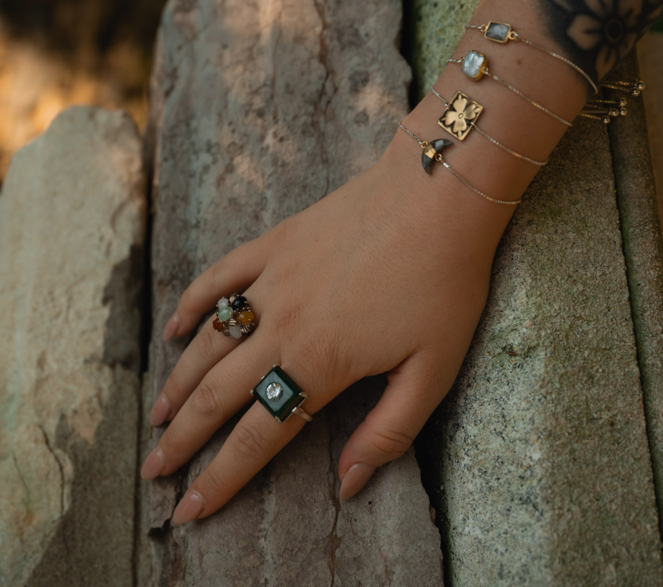 Island Time Vintage Multi Gemstone Ring (size 7) - Stone Cooper