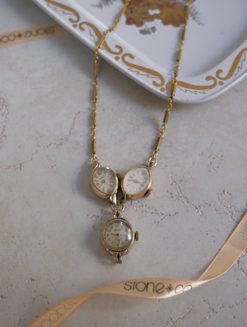 Echoes of Time - Vintage Watch Necklace - Stone Cooper