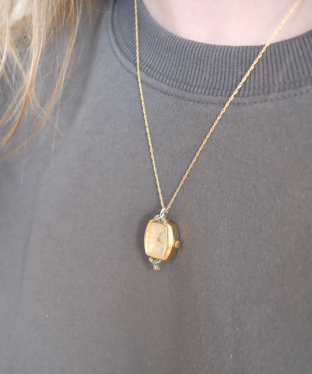 Timelace- Antique Diamond Elgin Watch Necklace - Stone Cooper