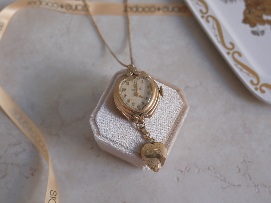Memory in Motion- Antique Watch Locket Necklace - Stone Cooper