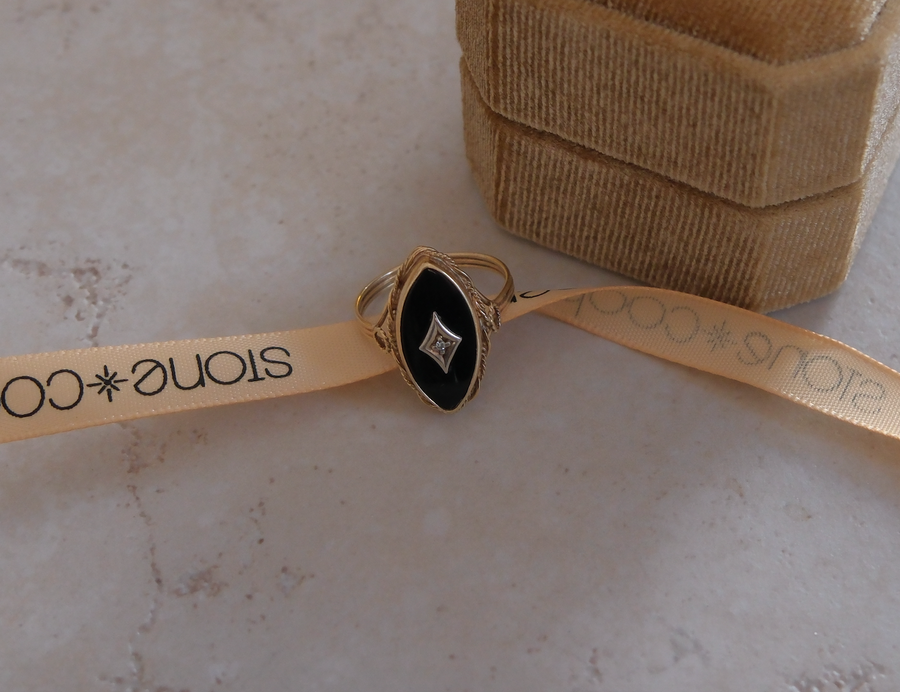 14K Vintage Onyx Diamond Ring (6.5) - Stone Cooper