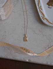 14K Diamond K Necklace
